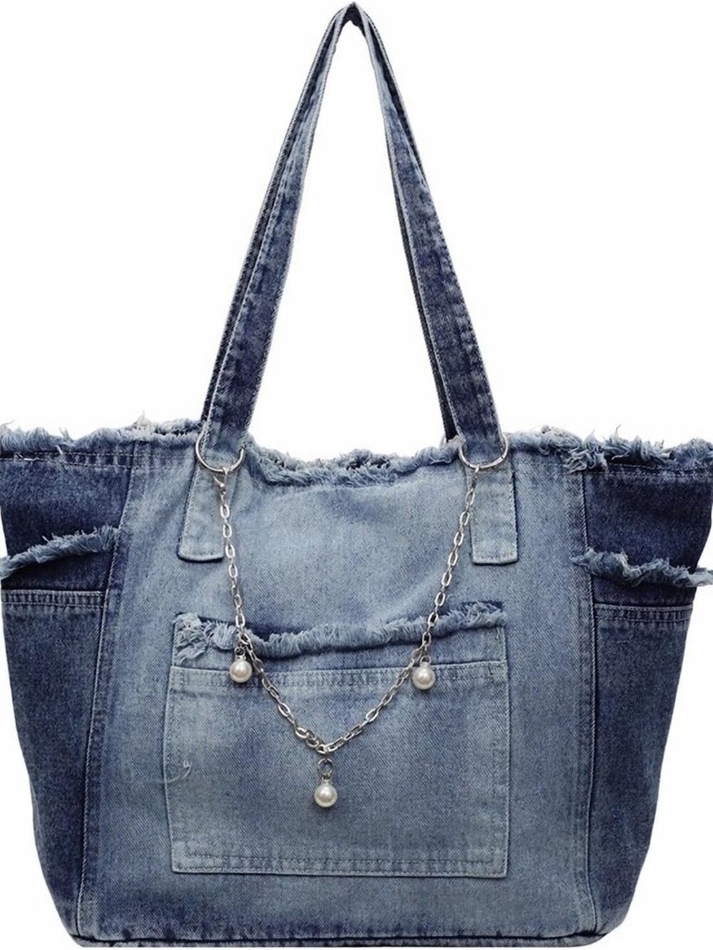 Women's Large Denim Tote Hobo Jean Handbag